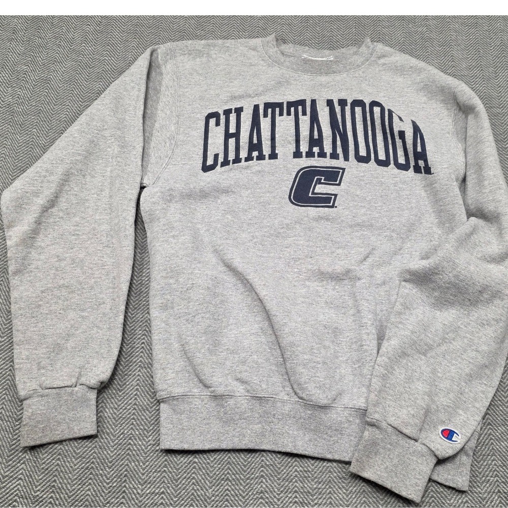 Champion Chattanooga Crewneck Sweatshirt Heather Gray Mens Small UTC Mocs Logo